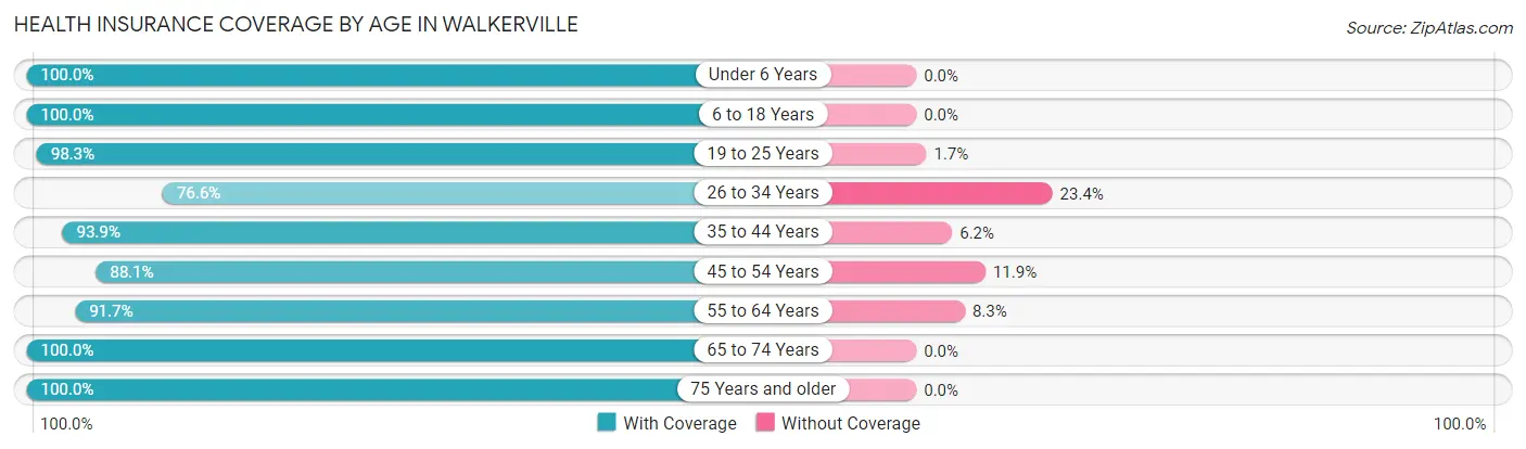 Health Insurance Coverage by Age in Walkerville