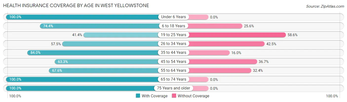 Health Insurance Coverage by Age in West Yellowstone