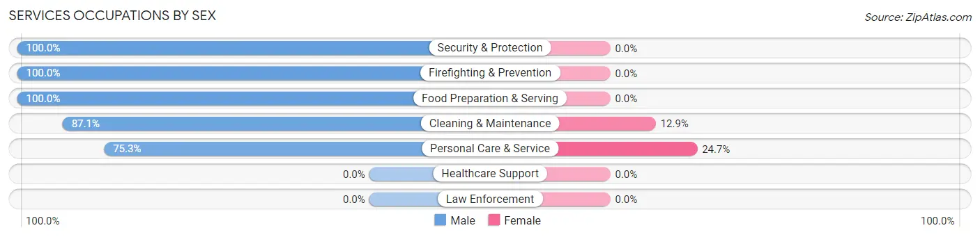 Services Occupations by Sex in West Yellowstone