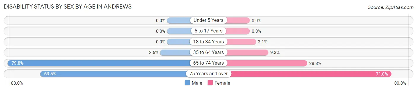 Disability Status by Sex by Age in Andrews