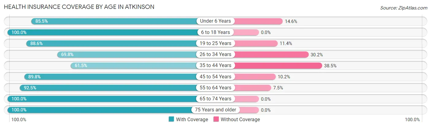 Health Insurance Coverage by Age in Atkinson