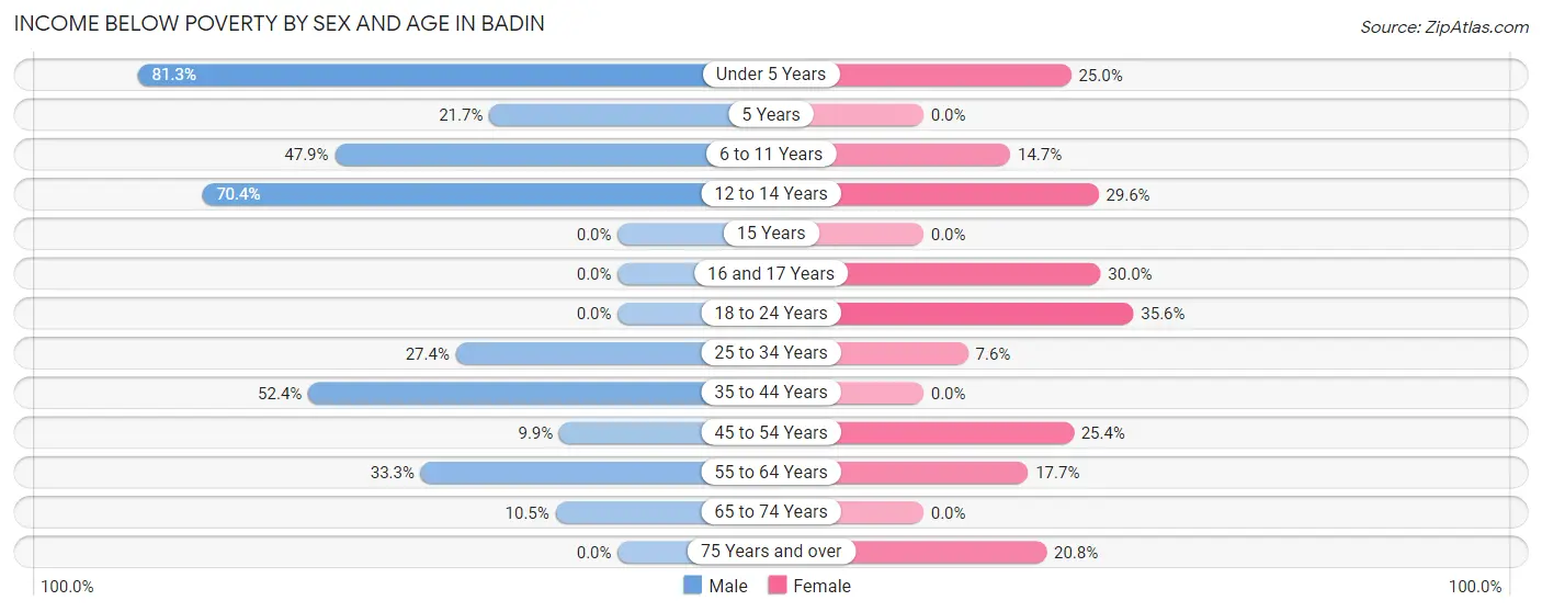 Income Below Poverty by Sex and Age in Badin