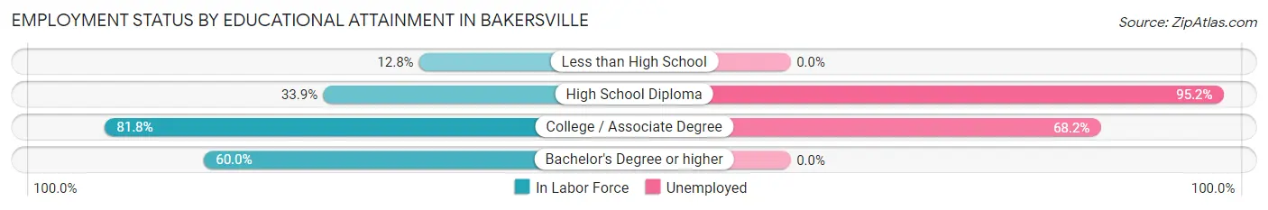 Employment Status by Educational Attainment in Bakersville