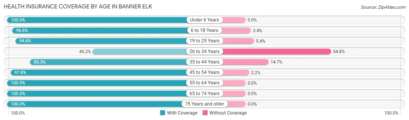 Health Insurance Coverage by Age in Banner Elk