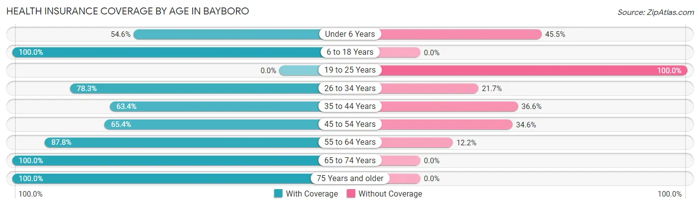 Health Insurance Coverage by Age in Bayboro