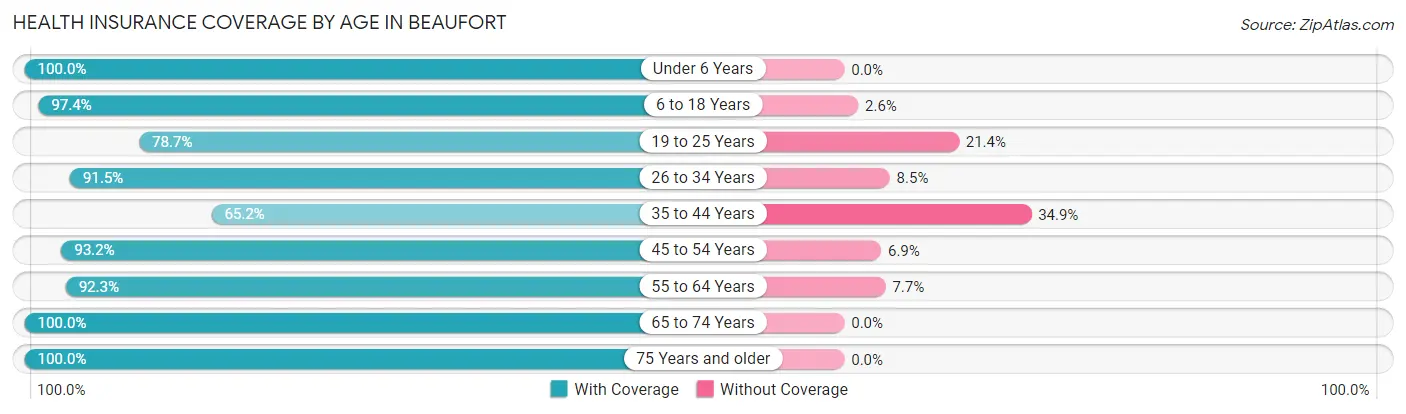 Health Insurance Coverage by Age in Beaufort