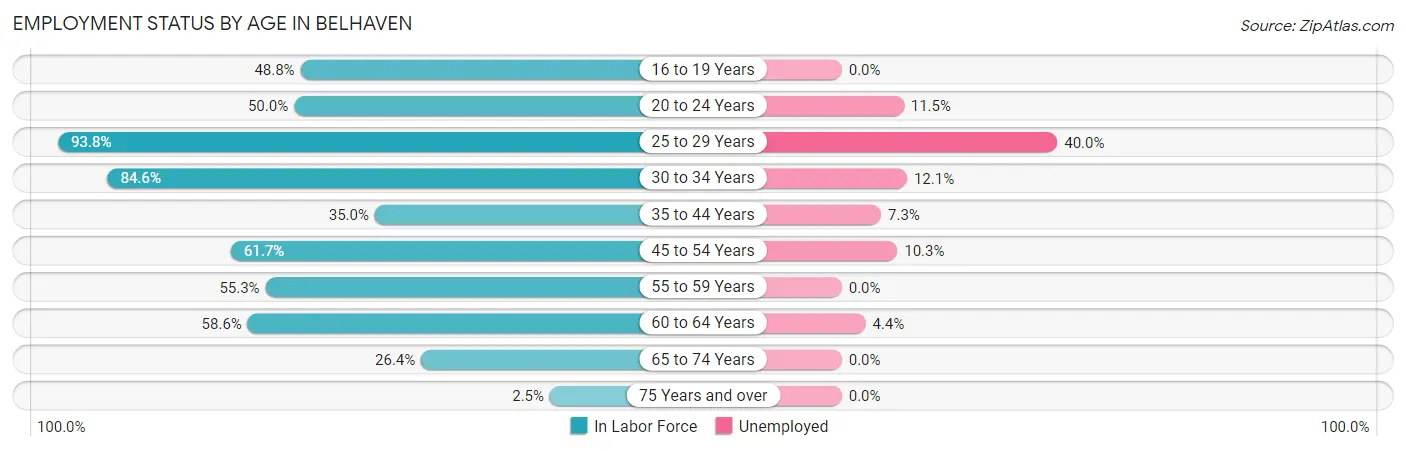 Employment Status by Age in Belhaven