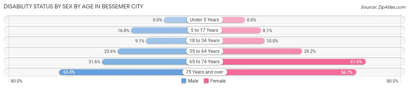 Disability Status by Sex by Age in Bessemer City