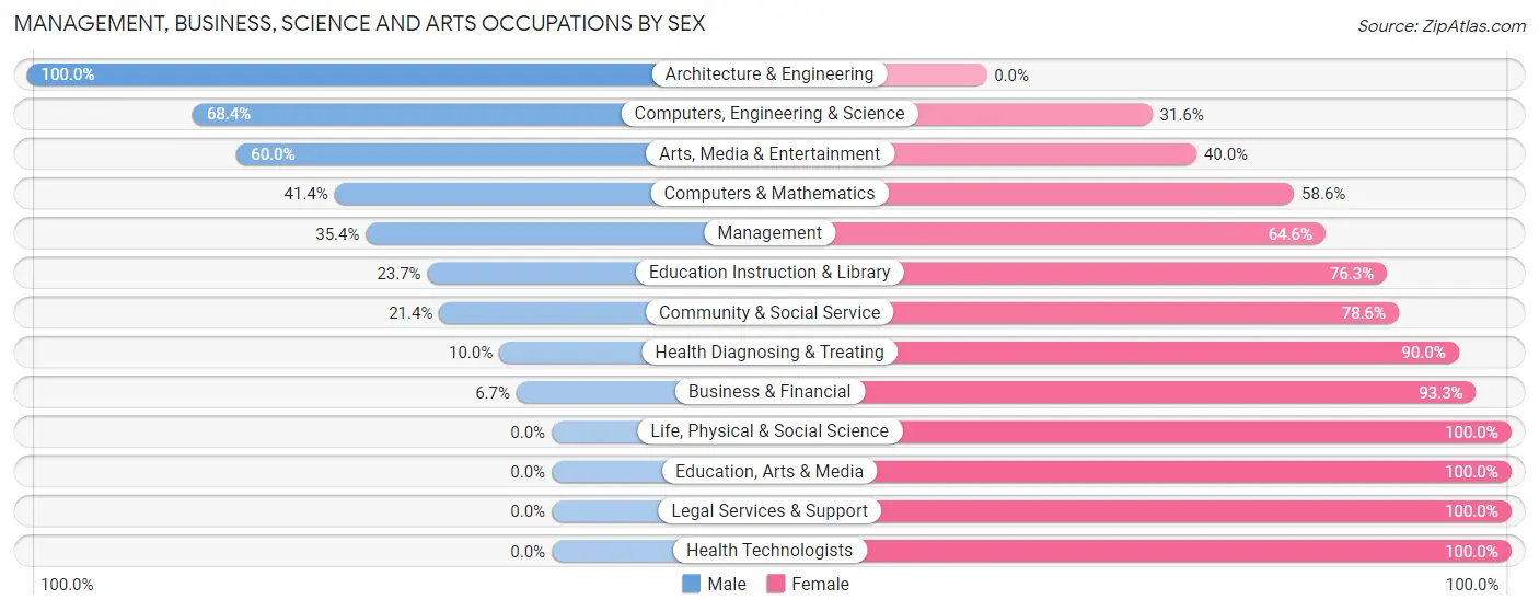 Management, Business, Science and Arts Occupations by Sex in Bessemer City