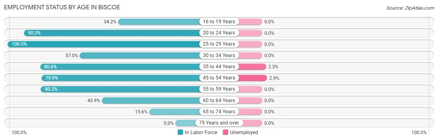 Employment Status by Age in Biscoe