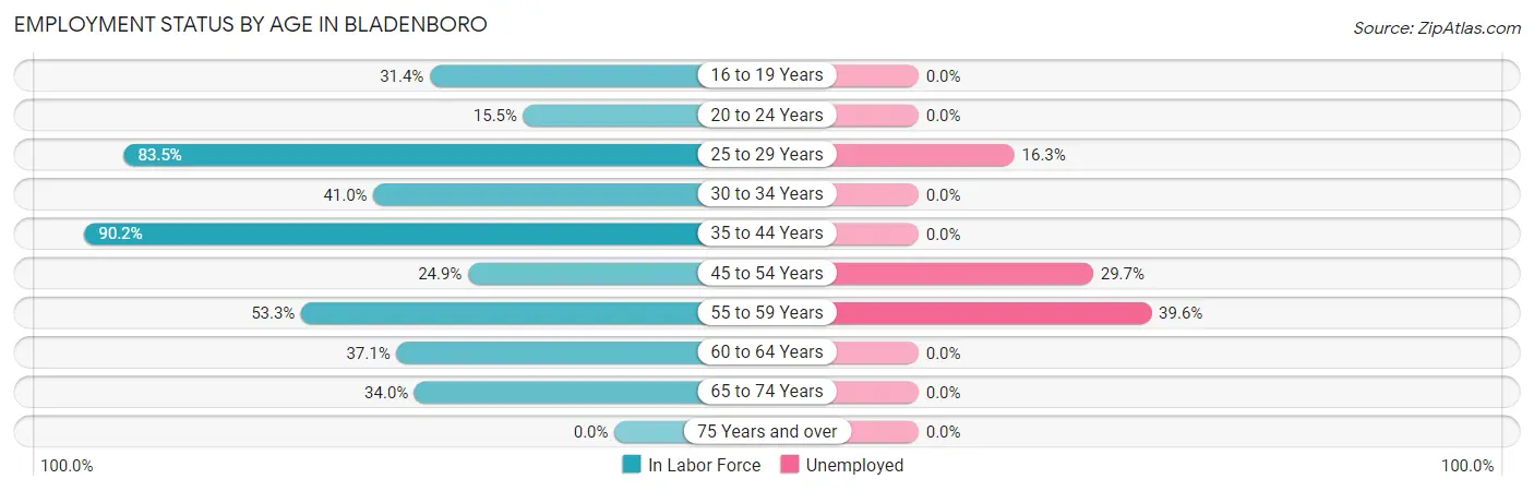 Employment Status by Age in Bladenboro