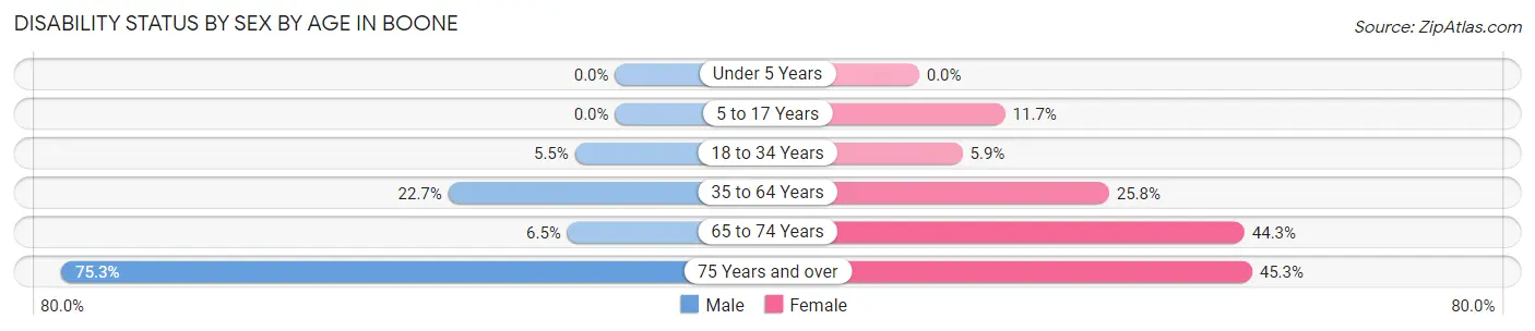Disability Status by Sex by Age in Boone