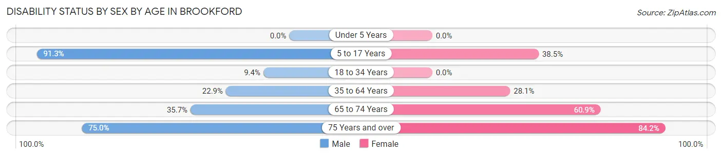 Disability Status by Sex by Age in Brookford
