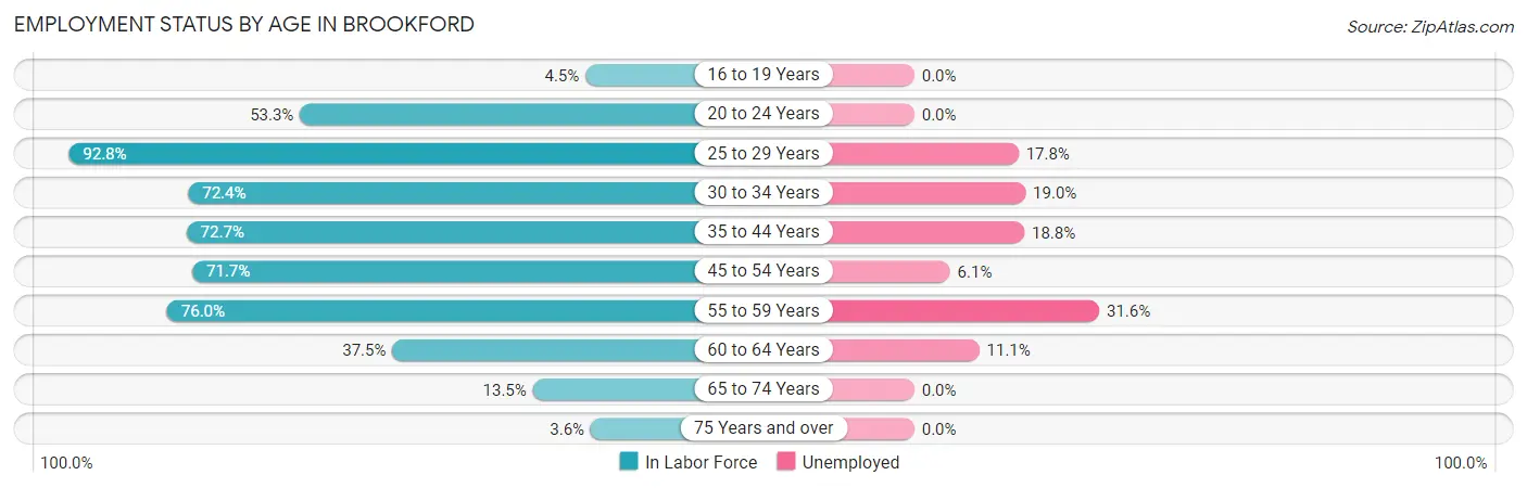 Employment Status by Age in Brookford