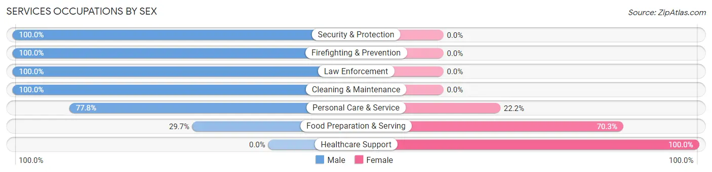 Services Occupations by Sex in Bryson City