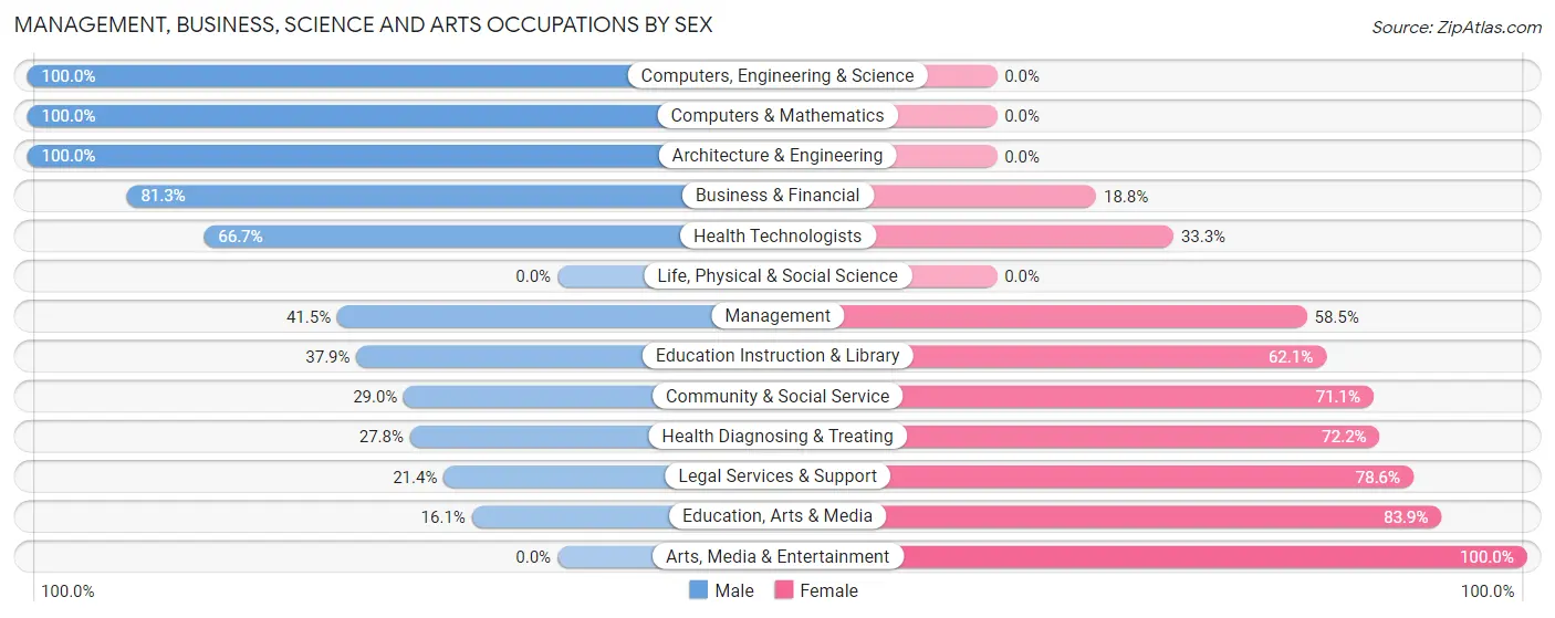 Management, Business, Science and Arts Occupations by Sex in Burnsville