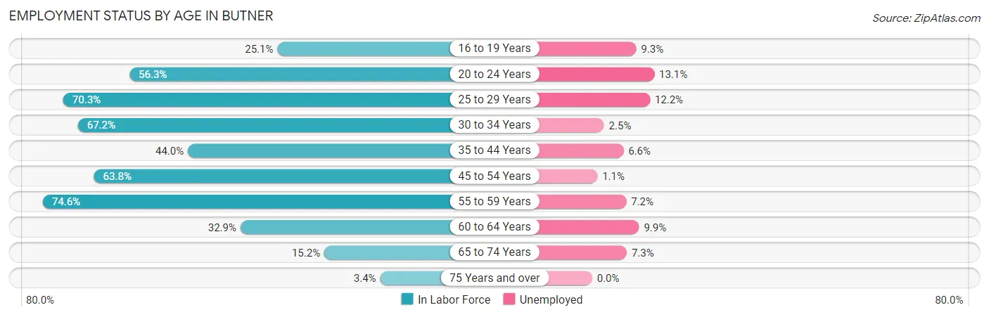 Employment Status by Age in Butner
