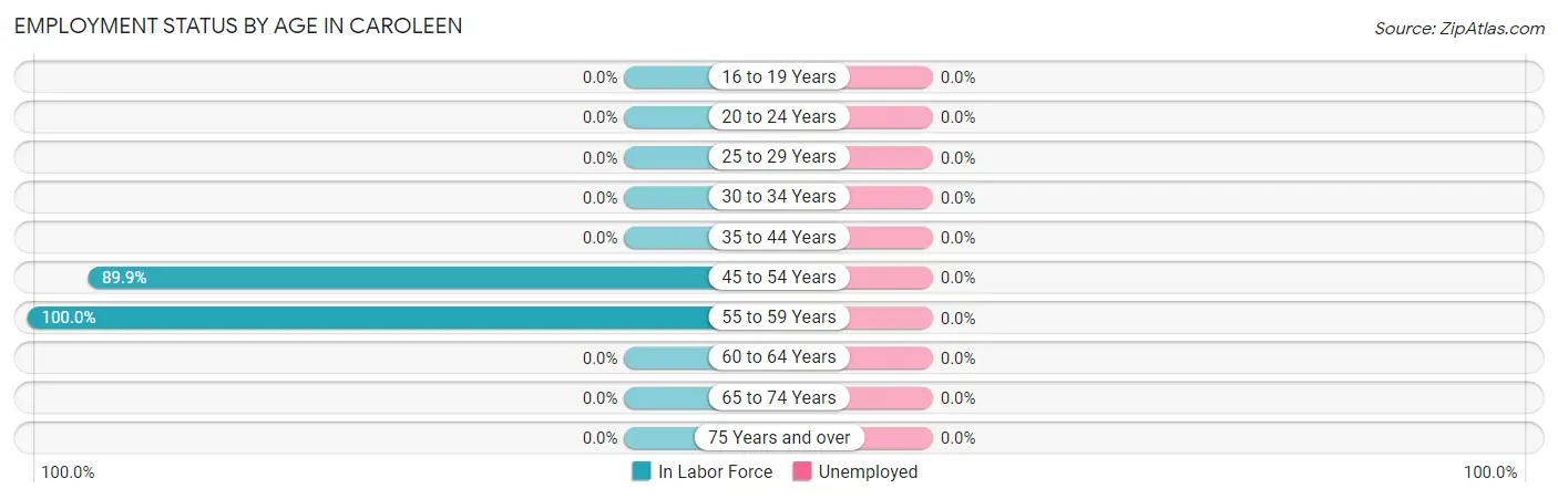 Employment Status by Age in Caroleen