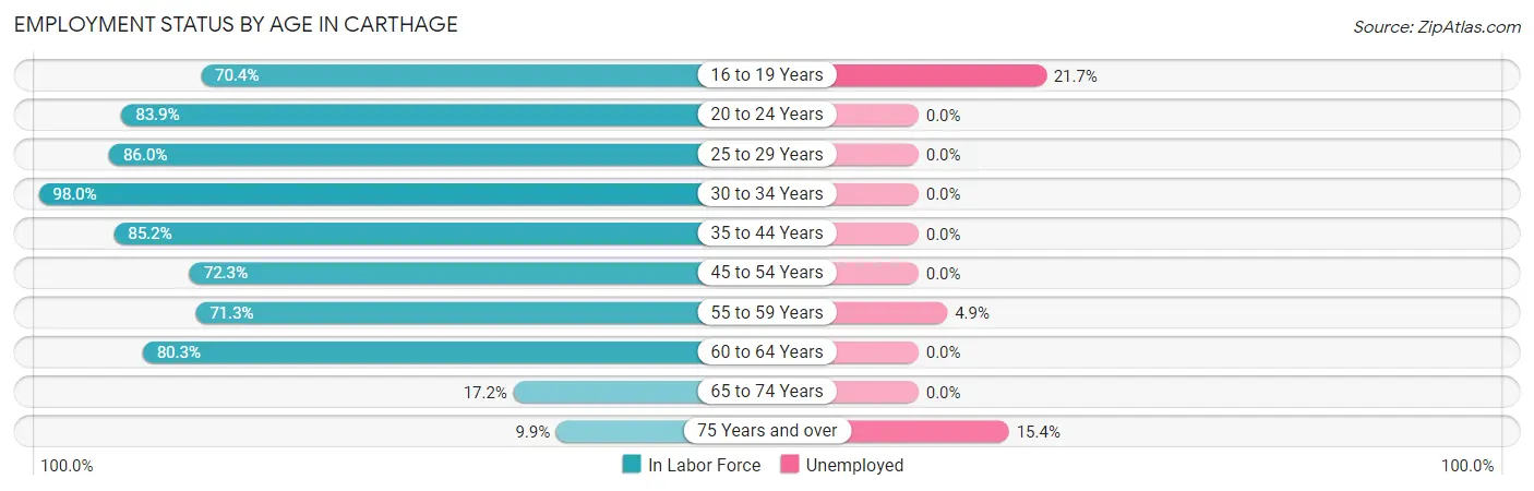 Employment Status by Age in Carthage