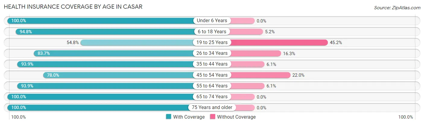 Health Insurance Coverage by Age in Casar