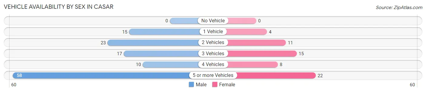 Vehicle Availability by Sex in Casar