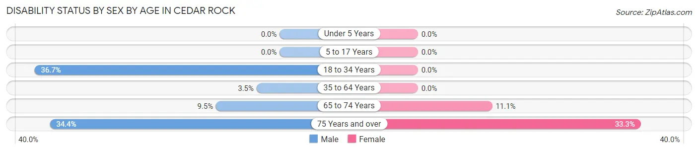 Disability Status by Sex by Age in Cedar Rock