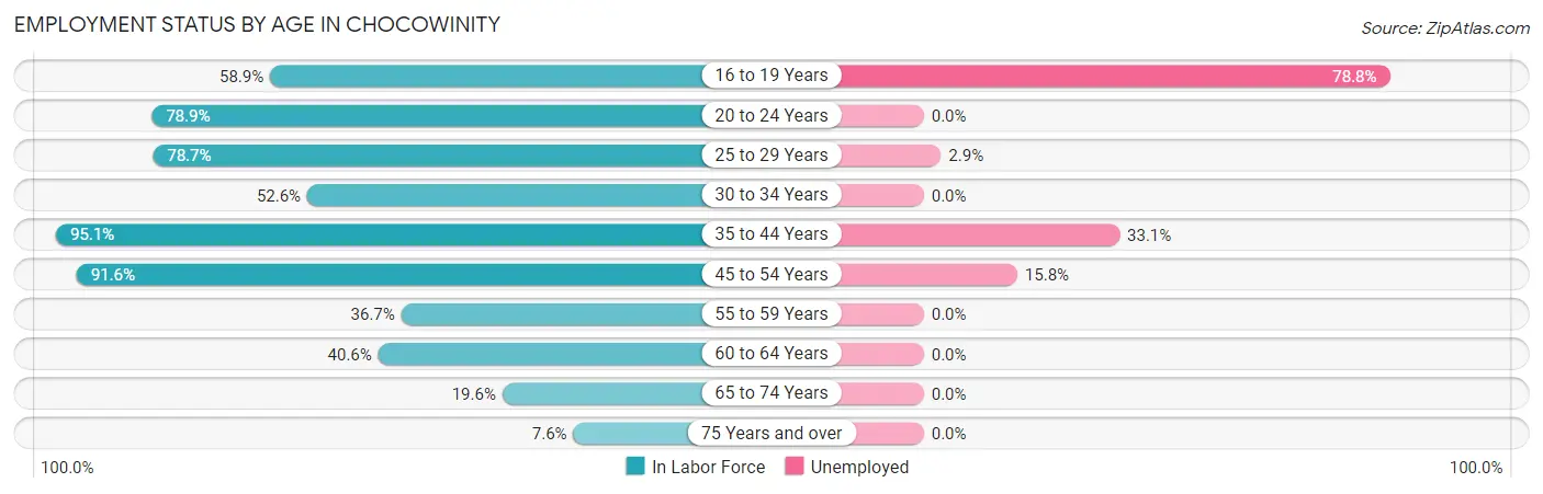 Employment Status by Age in Chocowinity