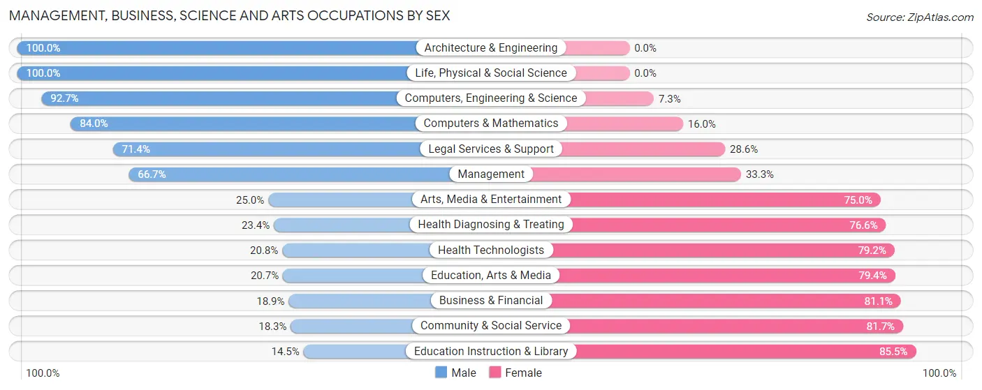 Management, Business, Science and Arts Occupations by Sex in Clinton