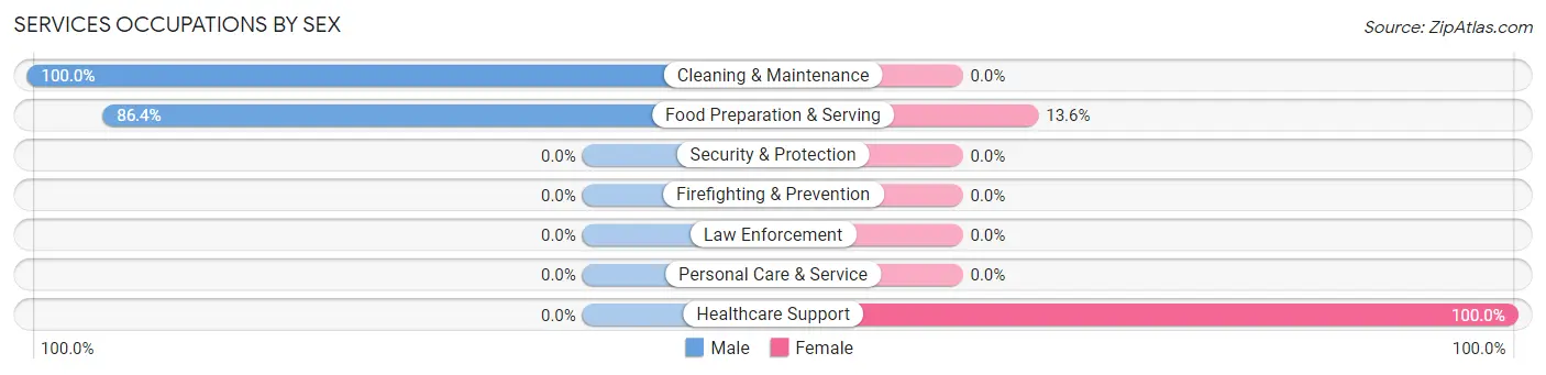 Services Occupations by Sex in Denver