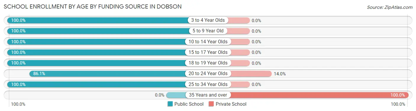 School Enrollment by Age by Funding Source in Dobson