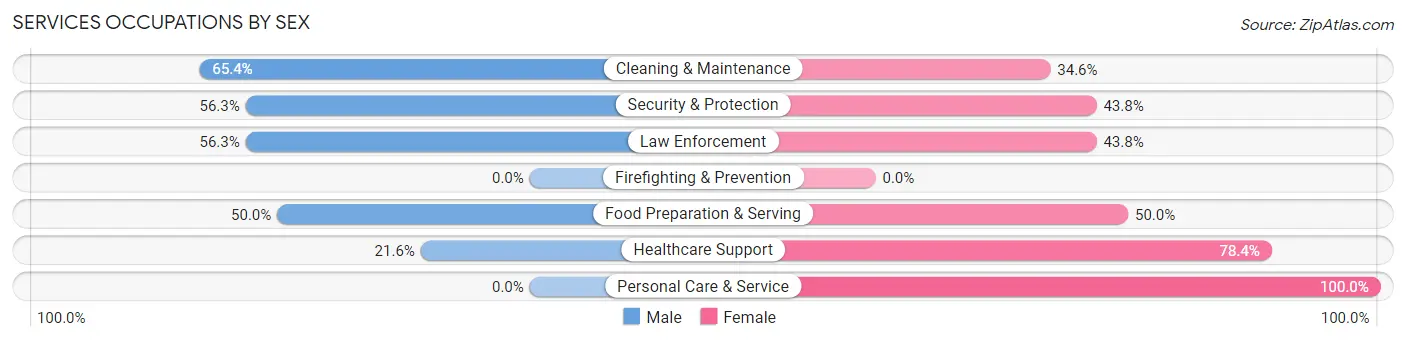 Services Occupations by Sex in Drexel