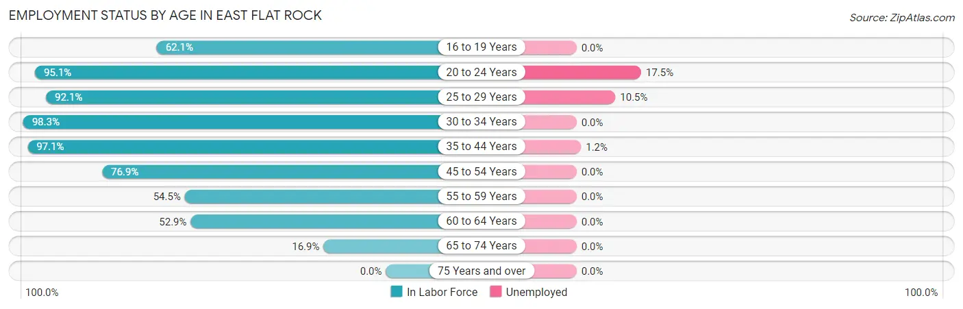Employment Status by Age in East Flat Rock