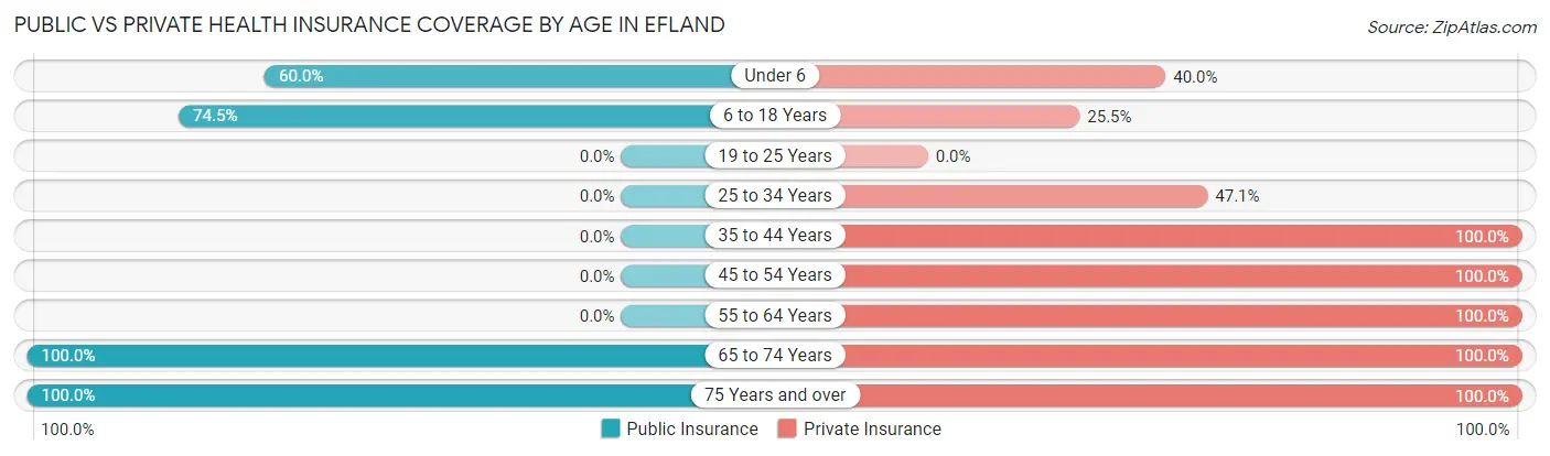 Public vs Private Health Insurance Coverage by Age in Efland
