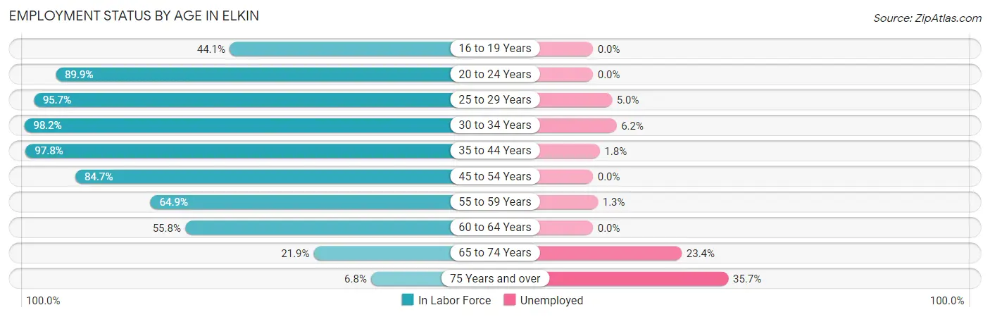 Employment Status by Age in Elkin