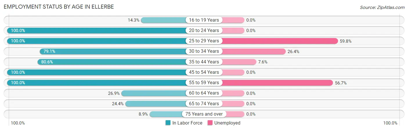 Employment Status by Age in Ellerbe