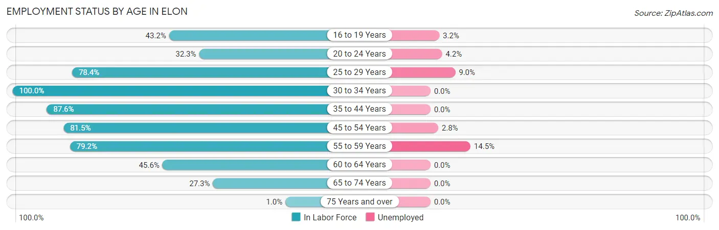 Employment Status by Age in Elon