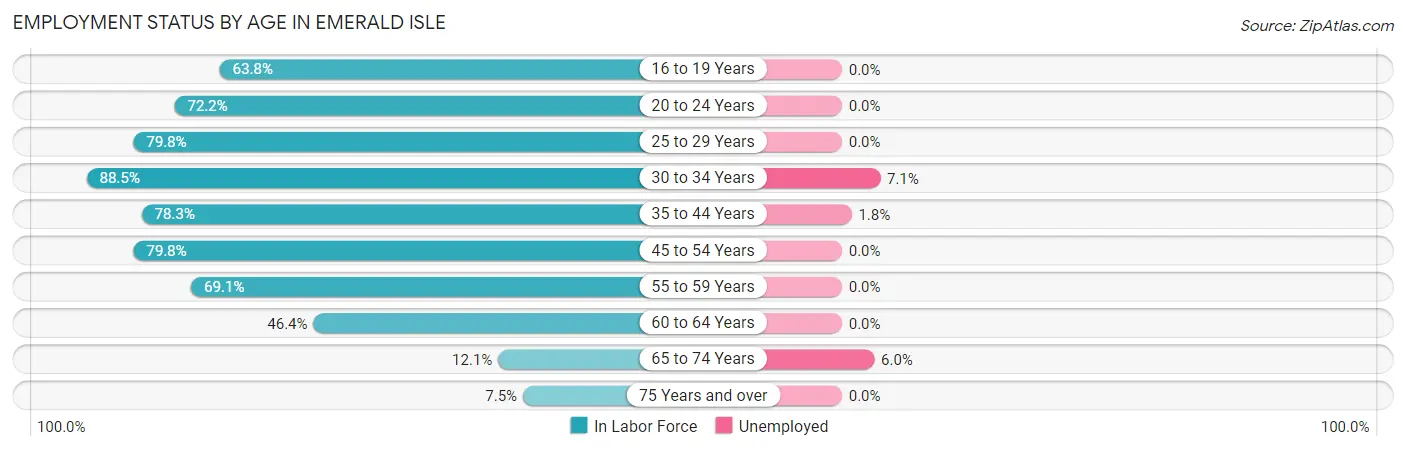 Employment Status by Age in Emerald Isle