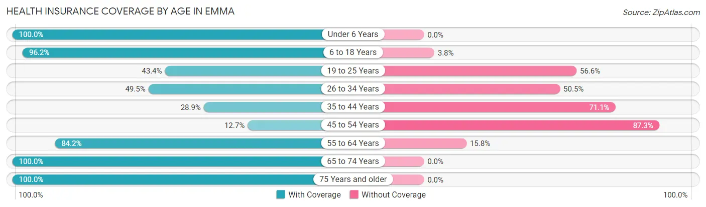 Health Insurance Coverage by Age in Emma