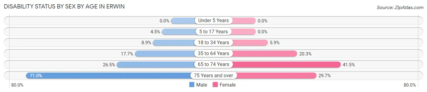 Disability Status by Sex by Age in Erwin