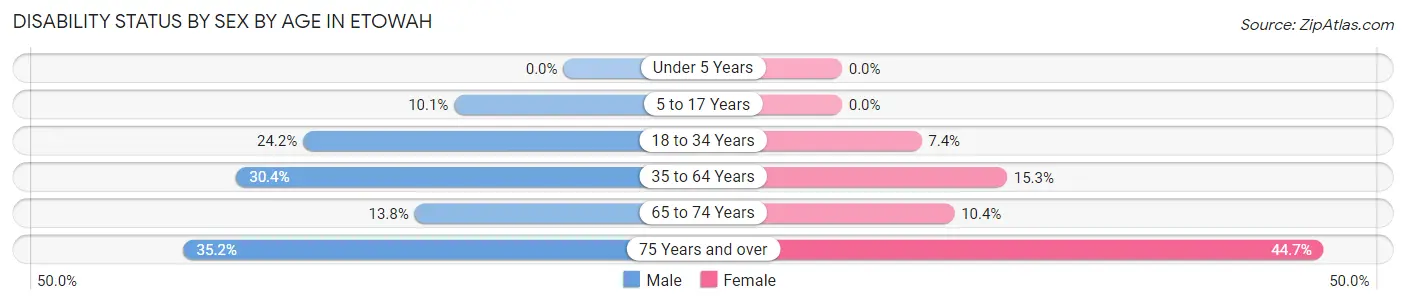 Disability Status by Sex by Age in Etowah