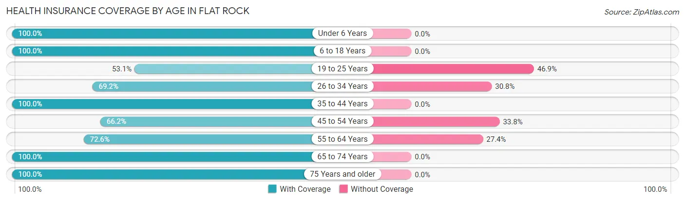Health Insurance Coverage by Age in Flat Rock