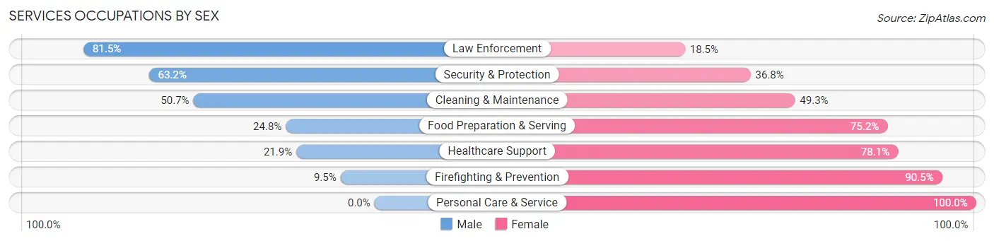 Services Occupations by Sex in Gibsonville