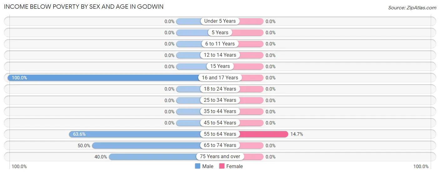 Income Below Poverty by Sex and Age in Godwin