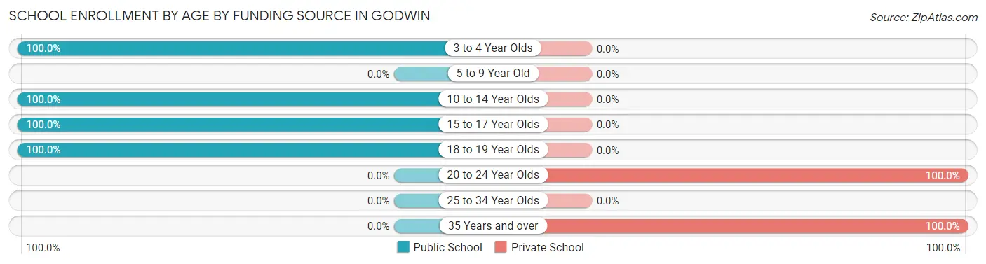 School Enrollment by Age by Funding Source in Godwin
