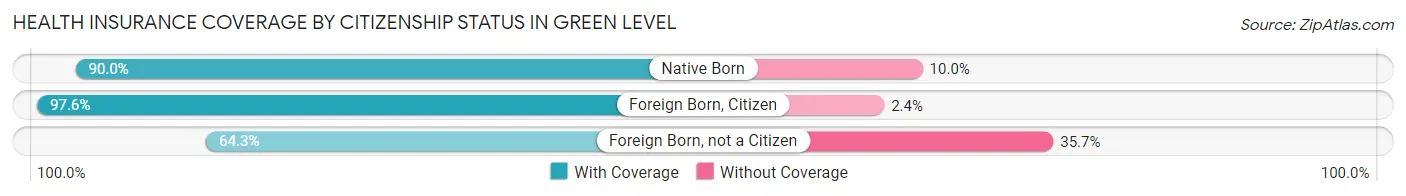 Health Insurance Coverage by Citizenship Status in Green Level