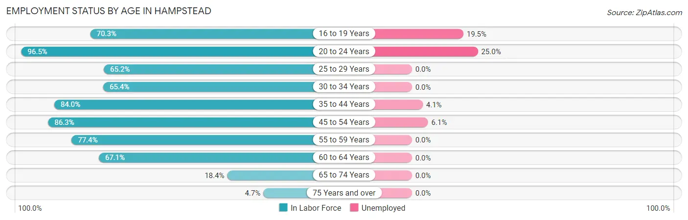 Employment Status by Age in Hampstead