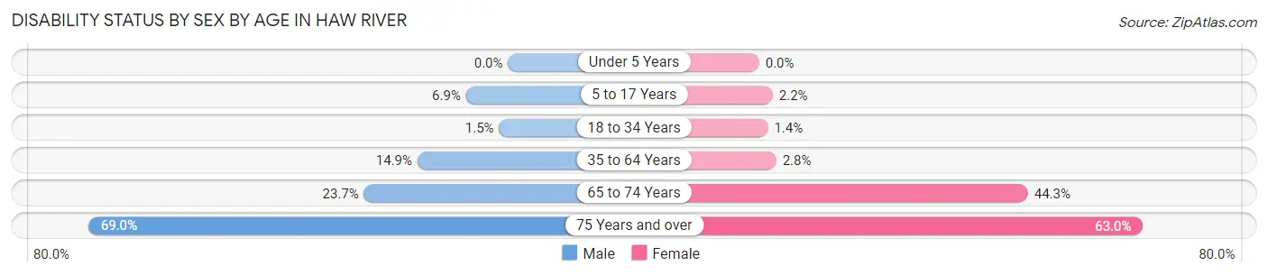 Disability Status by Sex by Age in Haw River