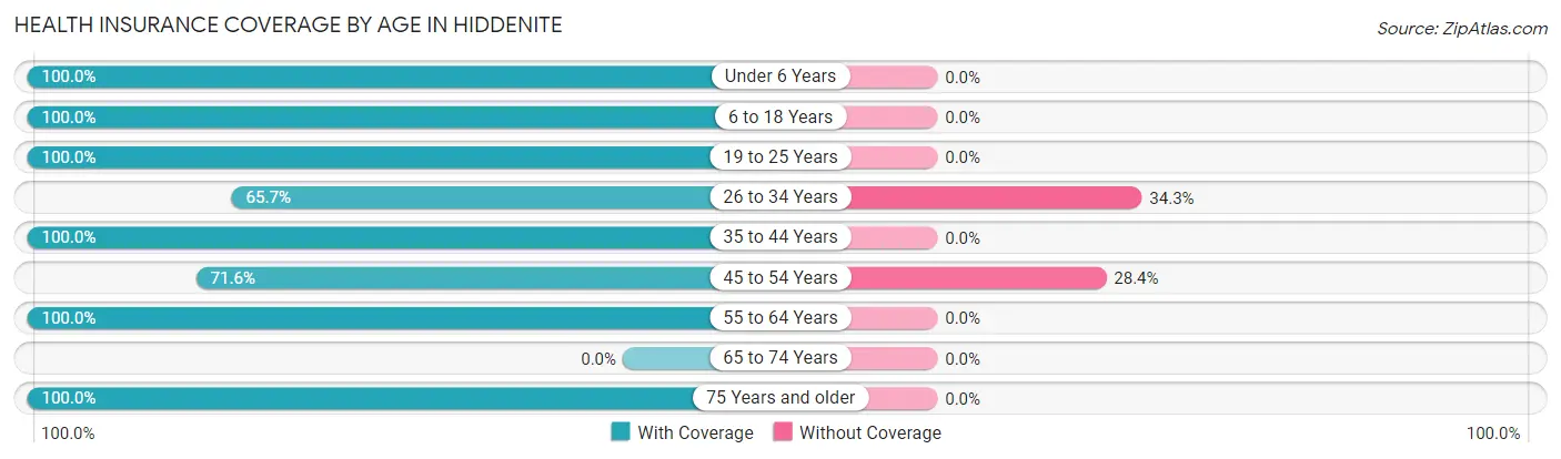 Health Insurance Coverage by Age in Hiddenite