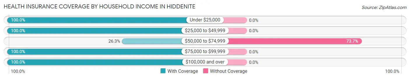Health Insurance Coverage by Household Income in Hiddenite