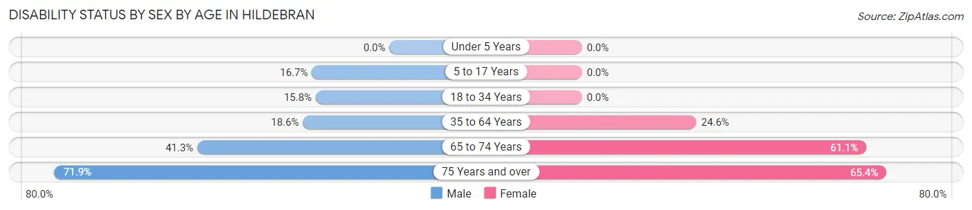 Disability Status by Sex by Age in Hildebran
